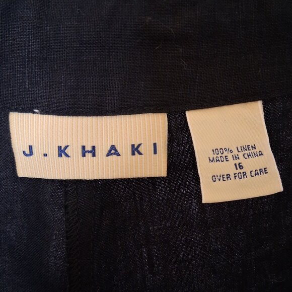 J. Khaki 100% Linen Breathable Lightweight Draw String Women Crop Pants BLK SZ16 - Picture 2 of 6